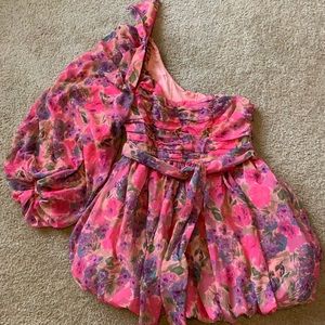 For Love and Lemons Annie One Shoulder Mini Dress